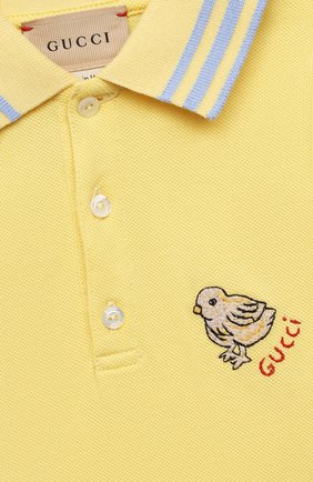 Детский хлопковое поло GUCCI желтого цвета по цене 15500 руб., арт. 638464/XJC39 | Фото 3 Детский хлопковое поло GUCCI желтого цвета, арт. 638464/XJC39 | Фото 3
