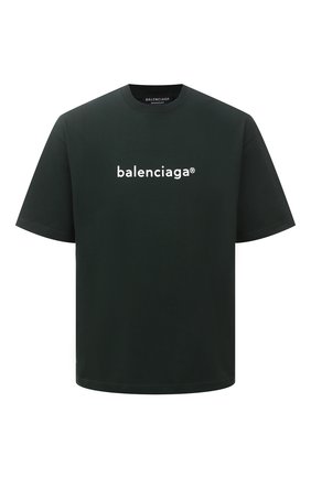 Мужская хлопковая футболка BALENCIAGA зеленого цвета по цене 33550 руб., арт. 612966/TIV54 | Фото 1 Мужская хлопковая футболка BALENCIAGA зеленого цвета, арт. 612966/TIV54 | Фото 1 (Стили: Минимализм; Принт: С принтом; Материал внешний: Хлопок; Длина (для топов): Стандартные; Рукава: 3/4)