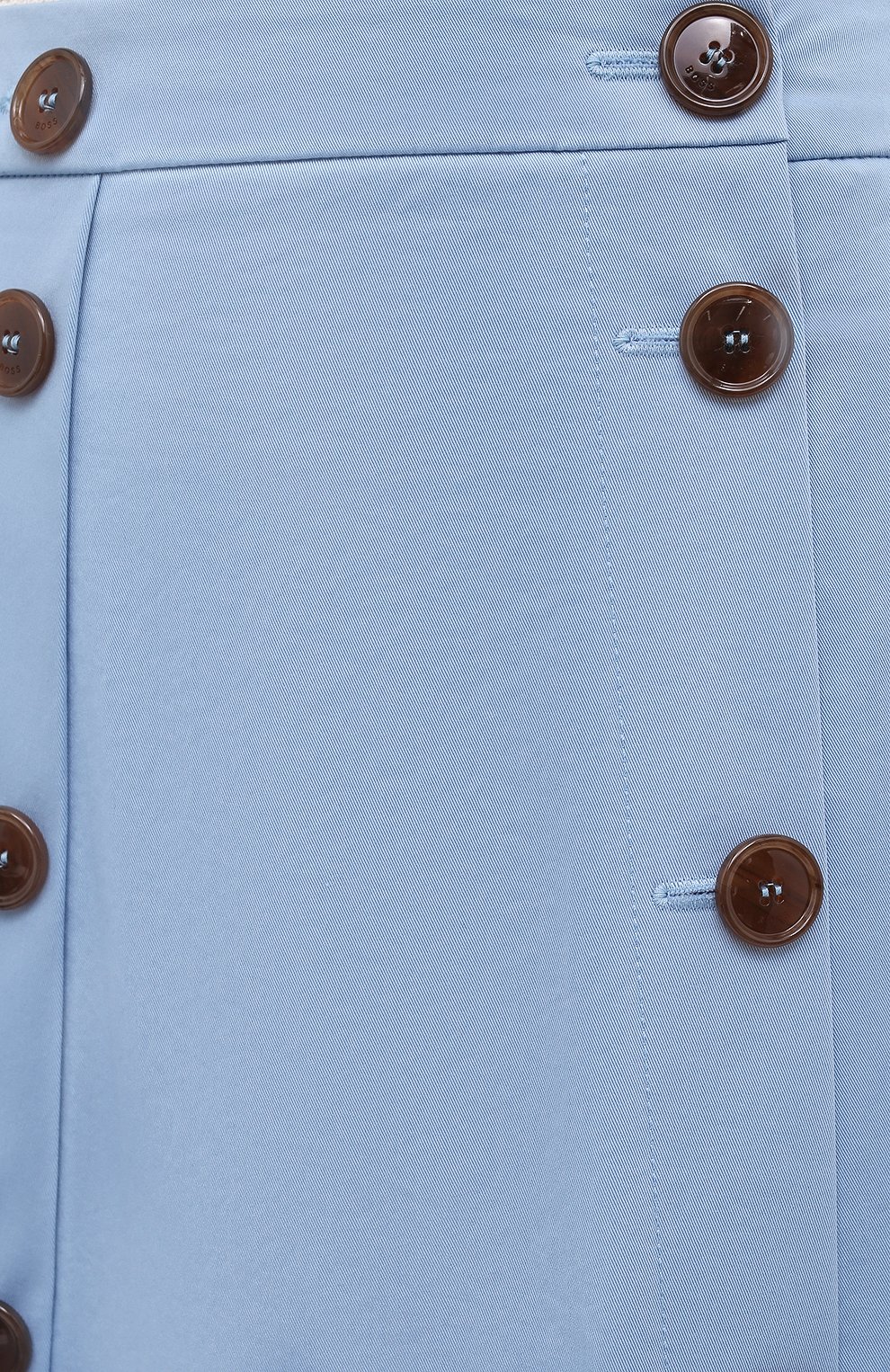 Женская хлопковая юбка BOSS голубого цвета, арт. 50451674 | Фото 5 (Региональные ограничения белый список (Axapta Mercury): RU; Женское Кросс-КТ: Юбка-одежда; Материал внешний: Хлопок; Длина Ж (юбки, платья, шорты): Миди; Стили: Кэжуэл)