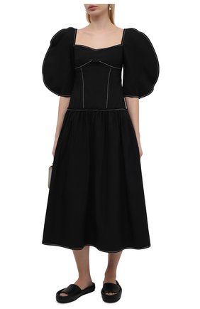 Женское хлопковое платье REJINA PYO черного цвета по цене 86400 руб., арт. F317/0RGANIC C0TT0N | Фото 2 Женское хлопковое платье REJINA PYO черного цвета, арт. F317/0RGANIC C0TT0N | Фото 2