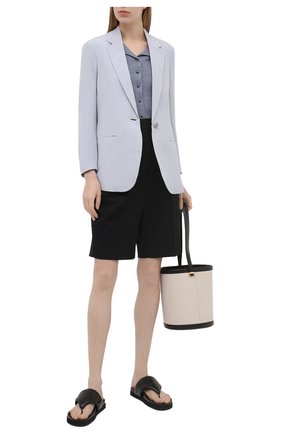 Женский жакет из льна и шелка EMPORIO ARMANI голубого цвета по цене 73050 руб., арт. 0NG4HT/02064 | Фото 2 Женский жакет из льна и шелка EMPORIO ARMANI голубого цвета, арт. 0NG4HT/02064 | Фото 2