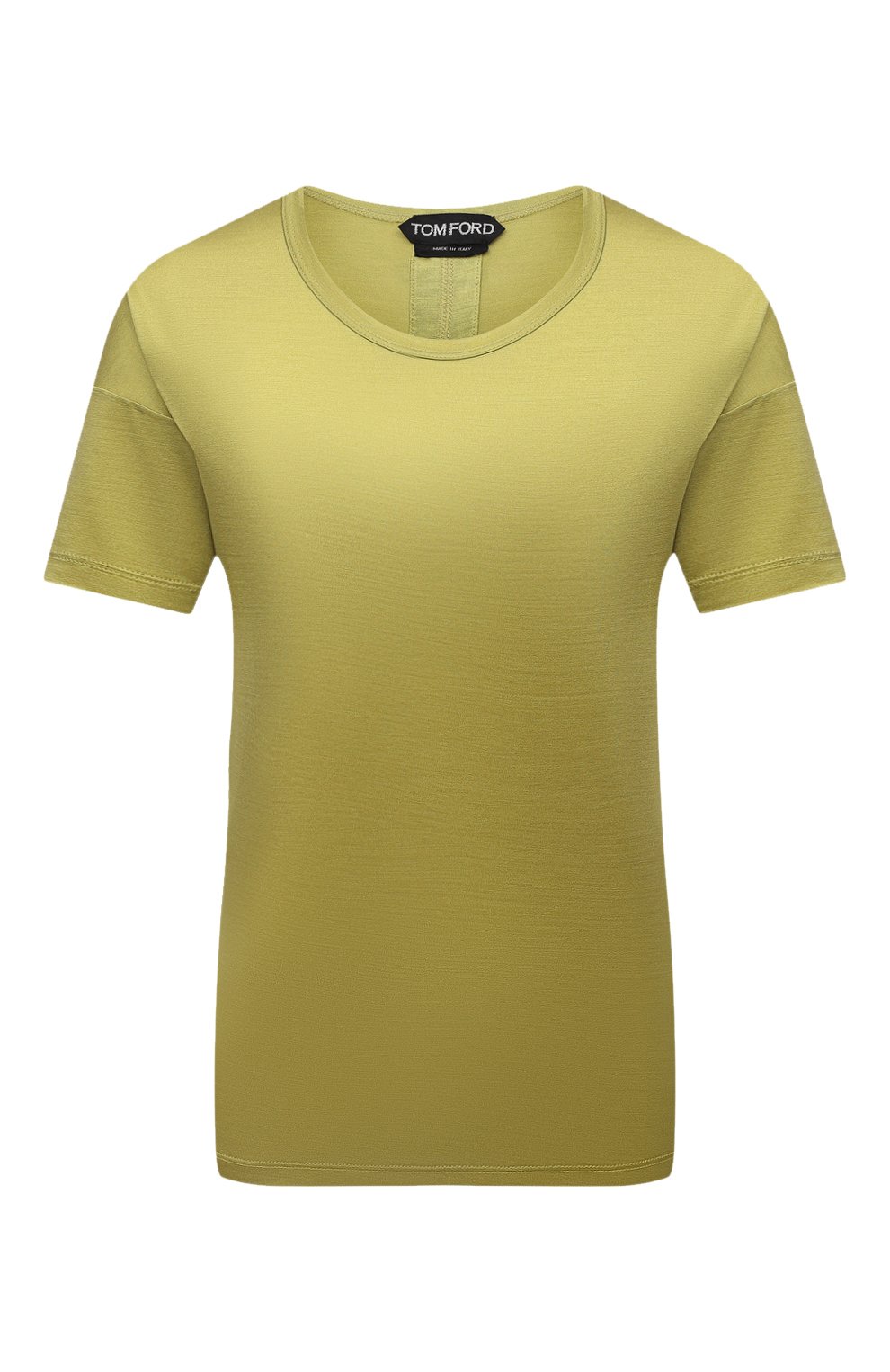 Женская шелковая футболка TOM FORD зеленого цвета, арт. TSJ383-FAX835 | Фото 1 (Материал внешний: Шелк; Принт: Без принта; Рукава: Короткие; Длина (для топов): Стандартные; Региональные ограничения белый список (Axapta Mercury): RU; Женское Кросс-КТ: Футболка-одежда; Стили: Кэжуэл)