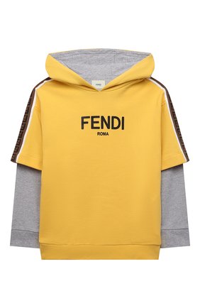 Детский хлопковое худи FENDI желтого цвета по цене 29650 руб., арт. JMH144/AEXM/8A-12+ | Фото 1 Детский хлопковое худи FENDI желтого цвета, арт. JMH144/AEXM/8A-12+ | Фото 1