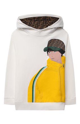 Детский хлопковое худи FENDI белого цвета по цене 21250 руб., арт. JMH146/5V0/8A-12+ | Фото 1 Детский хлопковое худи FENDI белого цвета, арт. JMH146/5V0/8A-12+ | Фото 1