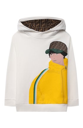 Детский хлопковое худи FENDI белого цвета по цене 19900 руб., арт. JMH146/5V0/3A-6A | Фото 1 Детский хлопковое худи FENDI белого цвета, арт. JMH146/5V0/3A-6A | Фото 1