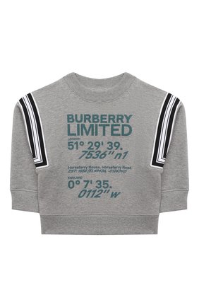 Детский хлопковый свитшот BURBERRY серого цвета по цене 19300 руб., арт. 8038313 | Фото 1 Детский хлопковый свитшот BURBERRY серого цвета, арт. 8038313 | Фото 1