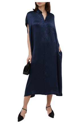 Женское шелковое платье BALENCIAGA синего цвета по цене 135500 руб., арт. 576677/TKN02 | Фото 2 Женское шелковое платье BALENCIAGA синего цвета, арт. 576677/TKN02 | Фото 2