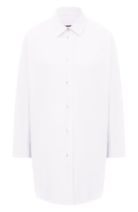 Женская хлопковая рубашка JIL SANDER белого цвета, арт. JSWS606905-WS244200 | Фото 1 (Рукава: Длинные; Материал внешний: Хлопок; Женское Кросс-КТ: Рубашка-одежда; Стили: Кэжуэл, Классический; Длина (для топов): Удлиненные; Принт: Без принта; Региональные ограничения белый список (Axapta Mercury): RU)