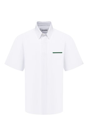 Мужская хлопковая рубашка JIL SANDER белого цвета по цене 39950 руб., арт. JSMS740626-MS244200 | Фото 1 Мужская хлопковая рубашка JIL SANDER белого цвета, арт. JSMS740626-MS244200 | Фото 1 (Длина (для топов): Стандартные; Материал внешний: Хлопок; Стили: Кэжуэл; Принт: Однотонные; Случай: Повседневный; Воротник: Кент; Рубашки М: Classic Fit; Рукава: Короткие)