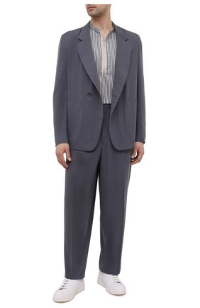 Мужская шелковая рубашка ZEGNA COUTURE серого цвета по цене 99500 руб., арт. 902380/9NGZVF | Фото 2 Мужская шелковая рубашка ZEGNA COUTURE серого цвета, арт. 902380/9NGZVF | Фото 2 (Рукава: Длинные; Манжеты: На пуговицах; Длина (для топов): Стандартные; Принт: Полоска; Стили: Кэжуэл; Воротник: Мандарин; Случай: Повседневный; Материал внешний: Шелк)