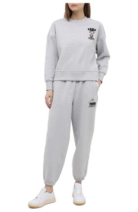Женский хлопковый свитшот PUMA серого цвета по цене 5990 руб., арт. 53115904 | Фото 2 Женский хлопковый свитшот PUMA серого цвета, арт. 53115904 | Фото 2
