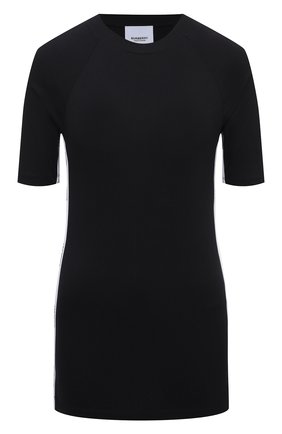 Женская хлопковая футболка BURBERRY черного цвета по цене 47850 руб., арт. 8039543 | Фото 1