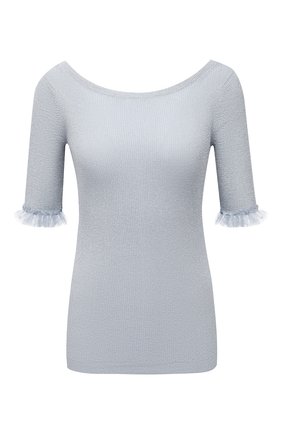 Женский пуловер REDVALENTINO голубого цвета по цене 33200 руб., арт. VR0KC07E/5US | Фото 1 Женский пуловер REDVALENTINO голубого цвета, арт. VR0KC07E/5US | Фото 1