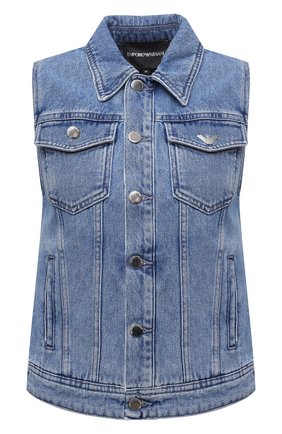 Женский джинсовый жилет EMPORIO ARMANI синего цвета по цене 23550 руб., арт. 3K2BA1/2DG4Z | Фото 1 Женский джинсовый жилет EMPORIO ARMANI синего цвета, арт. 3K2BA1/2DG4Z | Фото 1