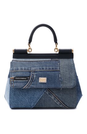 Женская сумка sicily small DOLCE & GABBANA синего цвета по цене 117500 руб., арт. BB6003/A0621 | Фото 1 Женская сумка sicily small DOLCE & GABBANA синего цвета, арт. BB6003/A0621 | Фото 1 (Материал: Натуральная кожа, Текстиль; Сумки-технические: Сумки top-handle, Сумки через плечо; Размер: small; Ремень/цепочка: На ремешке)