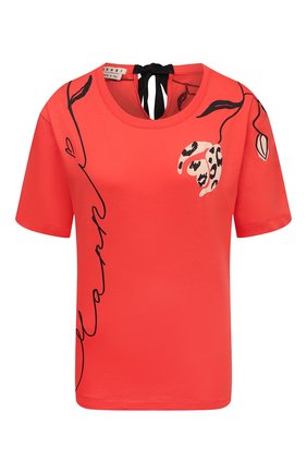 Женская хлопковая футболка MARNI красного цвета по цене 29950 руб., арт. THJE0220P1/USCR28 | Фото 1 Женская хлопковая футболка MARNI красного цвета, арт. THJE0220P1/USCR28 | Фото 1