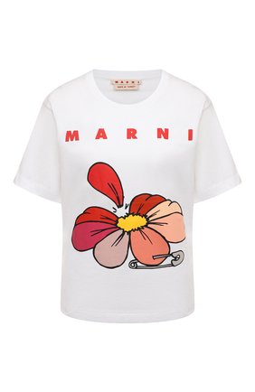 Женская хлопковая футболка MARNI белого цвета по цене 28200 руб., арт. THJEL32EPT/USCR14 | Фото 1 Женская хлопковая футболка MARNI белого цвета, арт. THJEL32EPT/USCR14 | Фото 1