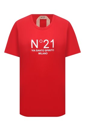 Женская хлопковая футболка N21 красного цвета по цене 15050 руб., арт. 21E N2M0/F051/6314 | Фото 1 Женская хлопковая футболка N21 красного цвета, арт. 21E N2M0/F051/6314 | Фото 1