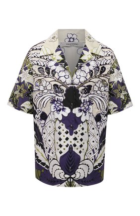 Женская хлопковая рубашка VALENTINO разноцветного цвета, арт. VB3AAA907A2 | Фото 1 (Материал внешний: Хлопок; Длина (для топов): Стандартные; Рукава: Короткие; Стили: Романтичный; Женское Кросс-КТ: Рубашка-одежда; Принт: С принтом; Региональные ограничения белый список (Axapta Mercury): RU)