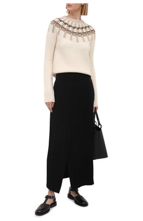 Женский свитер из шерсти и кашемира LANVIN бежевого цвета по цене 94950 руб., арт. RW-P00016-K005-E21 | Фото 2 Женский свитер из шерсти и кашемира LANVIN бежевого цвета, арт. RW-P00016-K005-E21 | Фото 2