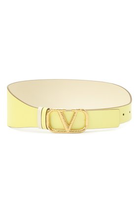 Женский кожаный пояс VALENTINO желтого цвета по цене 45200 руб., арт. VW0T0V50/VNC | Фото 1 Женский кожаный пояс VALENTINO желтого цвета, арт. VW0T0V50/VNC | Фото 1 (Кросс-КТ: Широкие)
