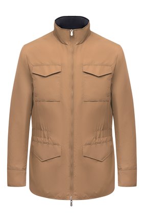 Мужская двусторонняя куртка BRUNELLO CUCINELLI светло-коричневого цвета, арт. MW4386495 | Фото 1 (Рукава: Длинные; Материал подклада: Синтетический материал; Материал внешний: Синтетический материал; Кросс-КТ: Куртка, Ветровка; Стили: Кэжуэл; Длина (верхняя одежда): До середины бедра)