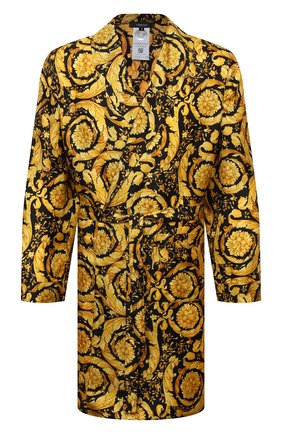 Мужской шелковый халат VERSACE желтого цвета по цене 136500 руб., арт. AUU05062/A232999 | Фото 1 Мужской шелковый халат VERSACE желтого цвета, арт. AUU05062/A232999 | Фото 1
