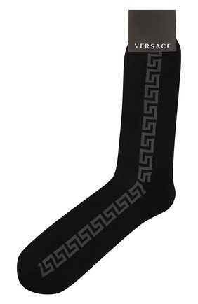 Мужские хлопковые носки VERSACE черного цвета, арт. ICZ0003/1F01216 | Фото 1 (Материал внешний: Хлопок; Кросс-КТ: бельё)