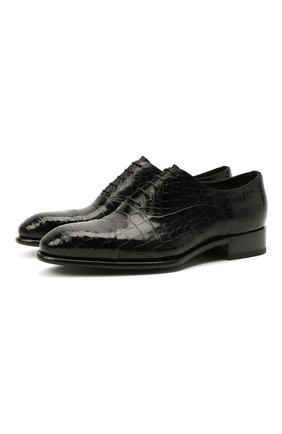 Мужские оксфорды из кожи аллигатора SANTONI черного цвета по цене 412000 руб., арт. MPCR12621MC1HDV0N01/AMIS | Фото 1 Мужские оксфорды из кожи аллигатора SANTONI черного цвета, арт. MPCR12621MC1HDV0N01/AMIS | Фото 1