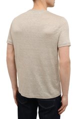 Мужская льняная футболка LORO PIANA бежевого цвета, арт. FAL5748 | Фото 4 (Принт: Без принта; Рукава: Короткие; Длина (для топов): Стандартные; Материал внешний: Лен; Стили: Кэжуэл)