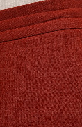Мужские льняные брюки LORO PIANA красного цвета, арт. FAI6395 | Фото 5 (Длина (брюки, джинсы): Стандартные; Случай: Повседневный; Материал внешний: Лен; Стили: Кэжуэл)