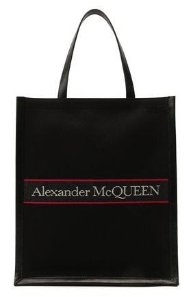 Мужская текстильная сумка-шопер ALEXANDER MCQUEEN черного цвета, арт. 653165/1AAAG | Фото 1 (Материал: Текстиль; Размер: large)
