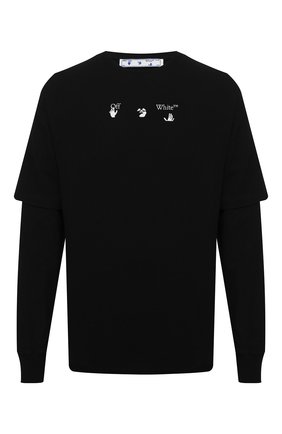 Мужская хлопковый лонгслив OFF-WHITE черного цвета по цене 29950 руб., арт. 0MAB022S21JER003 | Фото 1 Мужская хлопковый лонгслив OFF-WHITE черного цвета, арт. 0MAB022S21JER003 | Фото 1
