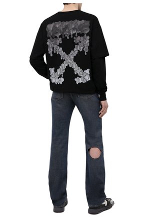 Мужская хлопковый лонгслив OFF-WHITE черного цвета по цене 29950 руб., арт. 0MAB022S21JER003 | Фото 2 Мужская хлопковый лонгслив OFF-WHITE черного цвета, арт. 0MAB022S21JER003 | Фото 2