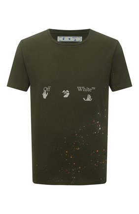Мужская хлопковая футболка OFF-WHITE хаки цвета по цене 36800 руб., арт. 0MAA027S21JER002 | Фото 1 Мужская хлопковая футболка OFF-WHITE хаки цвета, арт. 0MAA027S21JER002 | Фото 1