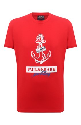 Мужская хлопковая футболка PAUL&SHARK красного цвета по цене 14650 руб., арт. 21411081/C00 | Фото 1 Мужская хлопковая футболка PAUL&SHARK красного цвета, арт. 21411081/C00 | Фото 1