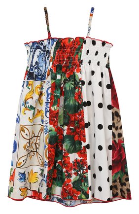 Детское хлопковый сарафан DOLCE & GABBANA разноцветного цвета по цене 21550 руб., арт. L52DS6/G7YQI/2-6 | Фото 1 Детское хлопковый сарафан DOLCE & GABBANA разноцветного цвета, арт. L52DS6/G7YQI/2-6 | Фото 1 (Материал внешний: Хлопок; Девочки Кросс-КТ: Сарафан-одежда; Рукава: Короткие; Ростовка одежда: 2 года | 92 см, 3 года | 98 см, 4 года | 104 см, 5 лет | 110 см, 6 лет | 116 см)