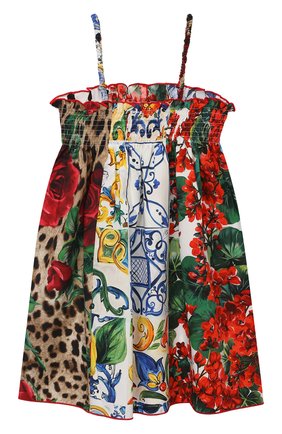 Детское хлопковый сарафан DOLCE & GABBANA разноцветного цвета по цене 21550 руб., арт. L52DS6/G7YQI/2-6 | Фото 2 Детское хлопковый сарафан DOLCE & GABBANA разноцветного цвета, арт. L52DS6/G7YQI/2-6 | Фото 2 (Материал внешний: Хлопок; Девочки Кросс-КТ: Сарафан-одежда; Рукава: Короткие; Ростовка одежда: 2 года | 92 см, 3 года | 98 см, 4 года | 104 см, 5 лет | 110 см, 6 лет | 116 см)