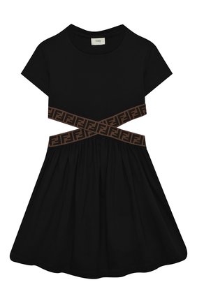 Детское хлопковое платье FENDI черного цвета по цене 25250 руб., арт. JFB443/7AJ/8A-12+ | Фото 1 Детское хлопковое платье FENDI черного цвета, арт. JFB443/7AJ/8A-12+ | Фото 1