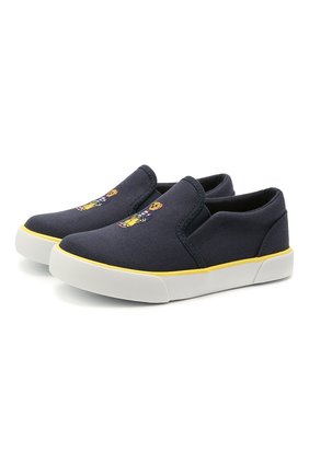 Детские текстильные слипоны POLO RALPH LAUREN синего цвета по цене 6995 руб., арт. 12-RF103067/T0DDLER | Фото 1 Детские текстильные слипоны POLO RALPH LAUREN синего цвета, арт. 12-RF103067/T0DDLER | Фото 1