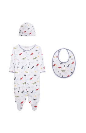 Детского комплект из трех предметов KISSY KISSY разноцветного цвета по цене 6235 руб., арт. 483124 | Фото 1 Детского комплект из трех предметов KISSY KISSY разноцветного цвета, арт. 483124 | Фото 1 (Материал внешний: Хлопок; Ростовка одежда: 0 - 3 мес | 50 - 60 см, 6 мес | 68 см)