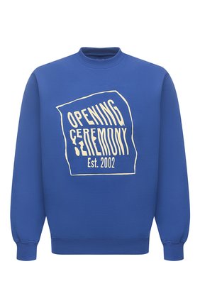 Мужской хлопковый свитшот OPENING CEREMONY синего цвета по цене 23250 руб., арт. YMBA003S21FLE001 | Фото 1 Мужской хлопковый свитшот OPENING CEREMONY синего цвета, арт. YMBA003S21FLE001 | Фото 1
