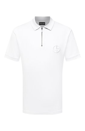 Мужское хлопковое поло GIORGIO ARMANI белого цвета по цене 43700 руб., арт. 3KSF73/SJXDZ | Фото 1 Мужское хлопковое поло GIORGIO ARMANI белого цвета, арт. 3KSF73/SJXDZ | Фото 1 (Рукава: Короткие; Материал внешний: Хлопок; Длина (для топов): Стандартные; Застежка: Молния; Стили: Кэжуэл)