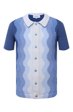Мужской хлопковый кардиган CASABLANCA синего цвета по цене 46450 руб., арт. MS21-KW-058 BLUE | Фото 1 Мужской хлопковый кардиган CASABLANCA синего цвета, арт. MS21-KW-058 BLUE | Фото 1