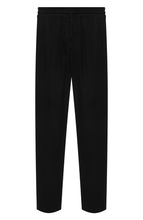 Мужские шерстяные брюки VERSACE черного цвета, арт. A88845/1F0737 | Фото 1 (Длина (брюки, джинсы): Стандартные; Материал внешний: Шерсть; Случай: Повседневный; Стили: Кэжуэл)