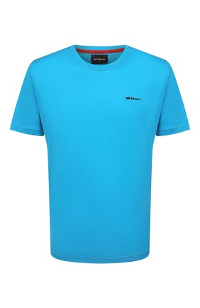 Мужская хлопковая футболка KITON голубого цвета, арт. UK1274 | Фото 1 (Материал внешний: Хлопок; Длина (для топов): Стандартные; Принт: Без принта; Стили: Кэжуэл; Рукава: Короткие)
