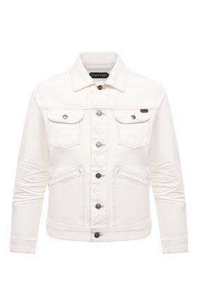 Мужская джинсовая куртка TOM FORD белого цвета, арт. BWJ32/TFD116 | Фото 1 (Стили: Кэжуэл; Рукава: Длинные; Кросс-КТ: Куртка, Деним; Длина (верхняя одежда): Короткие; Материал внешний: Хлопок, Деним; Региональные ограничения белый список (Axapta Mercury): RU)
