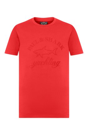Мужская хлопковая футболка PAUL&SHARK красного цвета по цене 13200 руб., арт. C0P1007/C00 | Фото 1 Мужская хлопковая футболка PAUL&SHARK красного цвета, арт. C0P1007/C00 | Фото 1