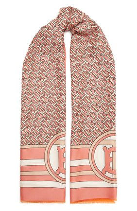 Женский шелковый шарф BURBERRY розового цвета, арт. 8041175 | Фото 1 (Материал: Шелк, Текстиль; Принт: С принтом)