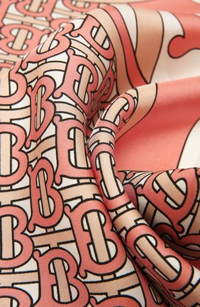 Женский шелковый шарф BURBERRY розового цвета, арт. 8041175 | Фото 2 (Материал: Шелк, Текстиль; Принт: С принтом)